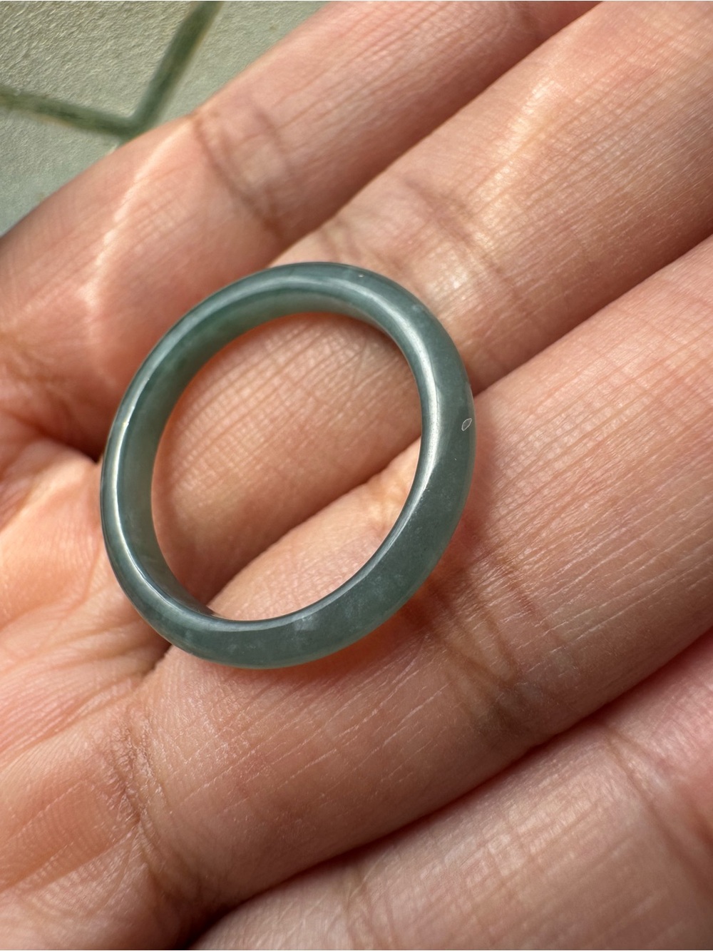 Jade Green Polished Stone Ring - Women Jewelry